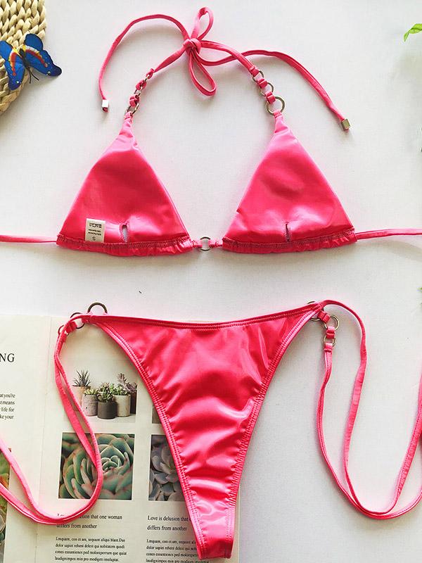 Sexy Triangles Bandage Split Bikini Swimsuit