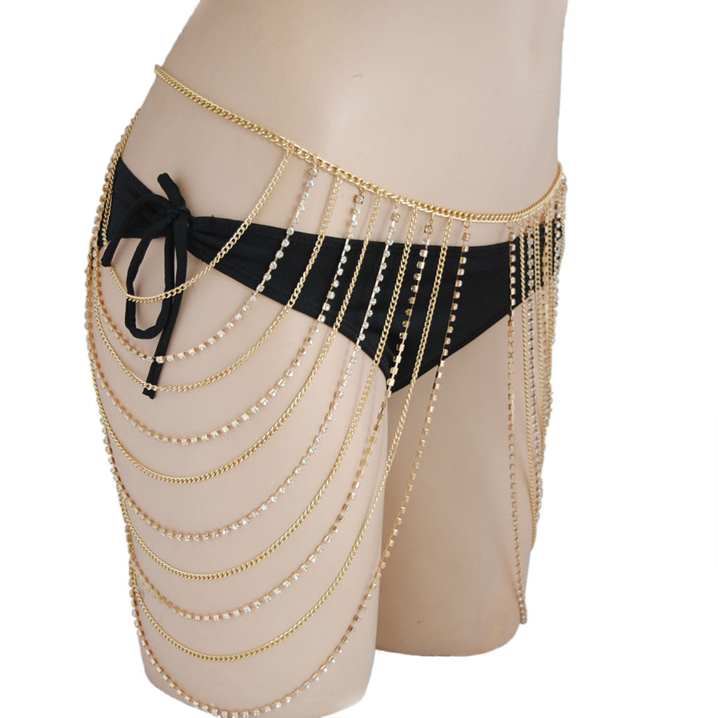 Simple geometry water drill multi-layer fringe body chain