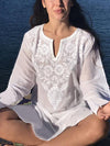 Fashion V-neck Loose Cotton Embroidered Cover-up Swimwear