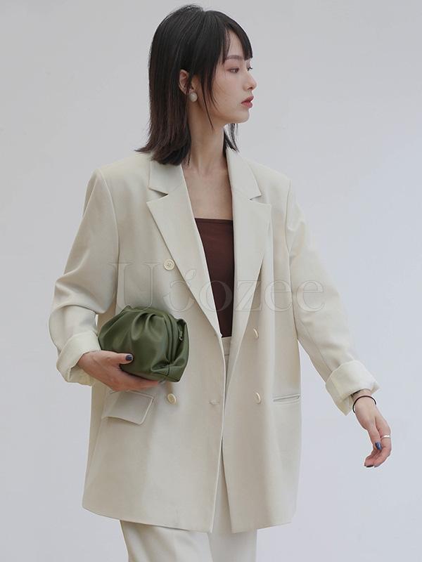 Casual Solid Drapey Suit Outwears