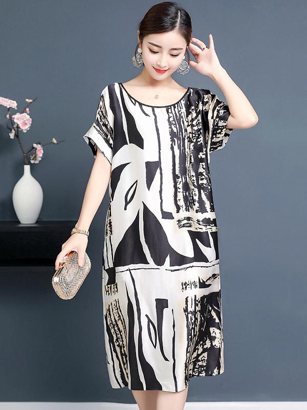 Loose Soft Striped Printed Long Dress