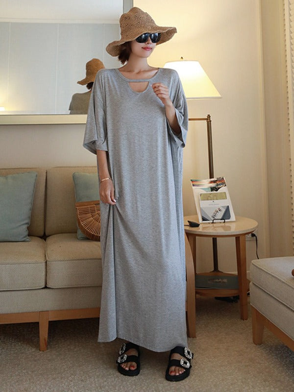 Loose Urban Gray Hollow Maxi Dress