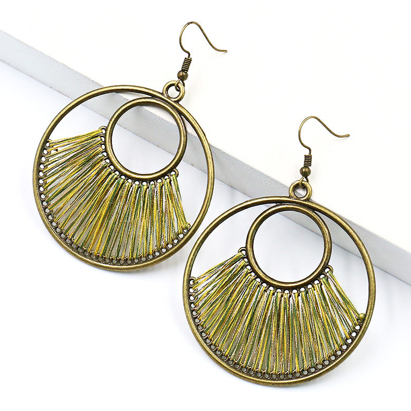 Round drop alloy earrings