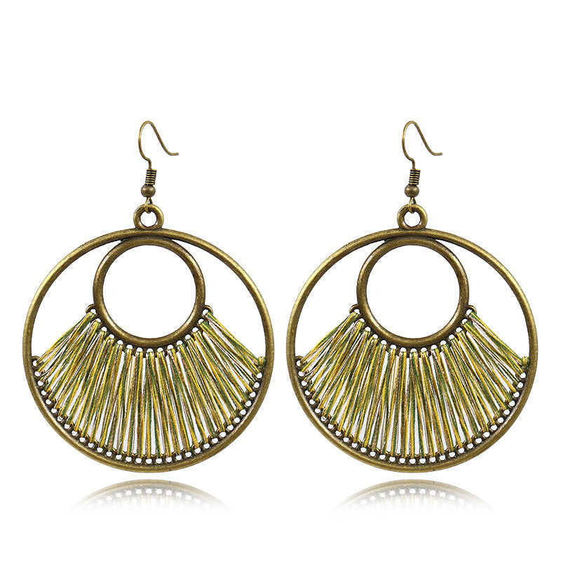 Round drop alloy earrings