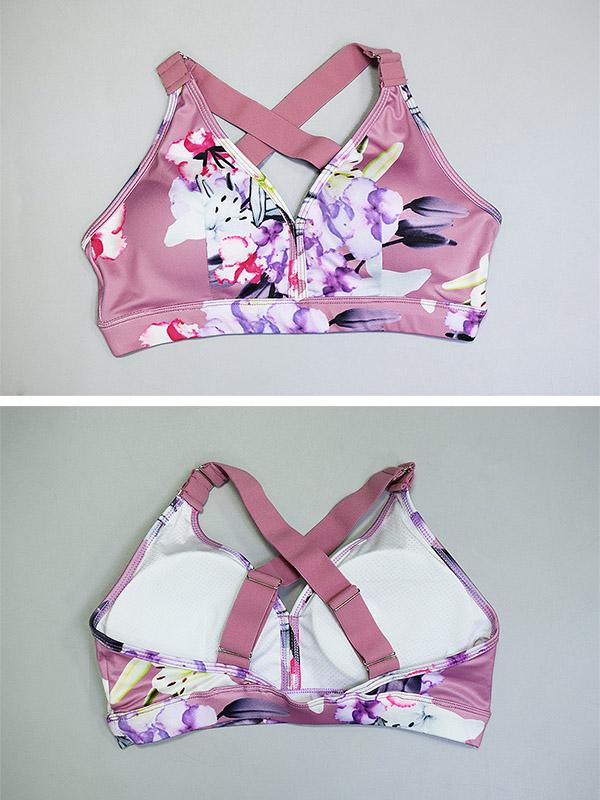 Flower Printed Sports Bra And High Waist Leggings Suits