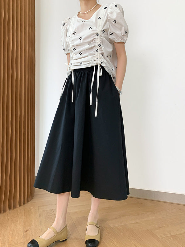 Urban Solid Color Pleated A-Line Skirts