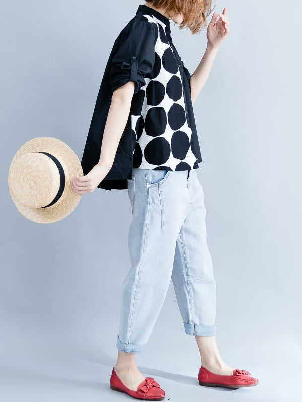 VINTAGE POLKA-DOT CROPPED SHIRT