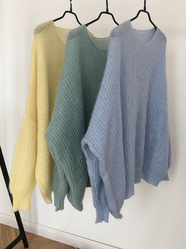 LOOSE SOLID MOHAIR SOFT-SKIN KNITTING SWEATER