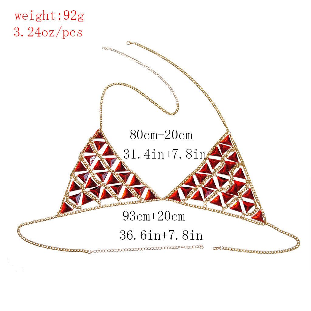 Cut out red gem Triangle Bikini Body chain