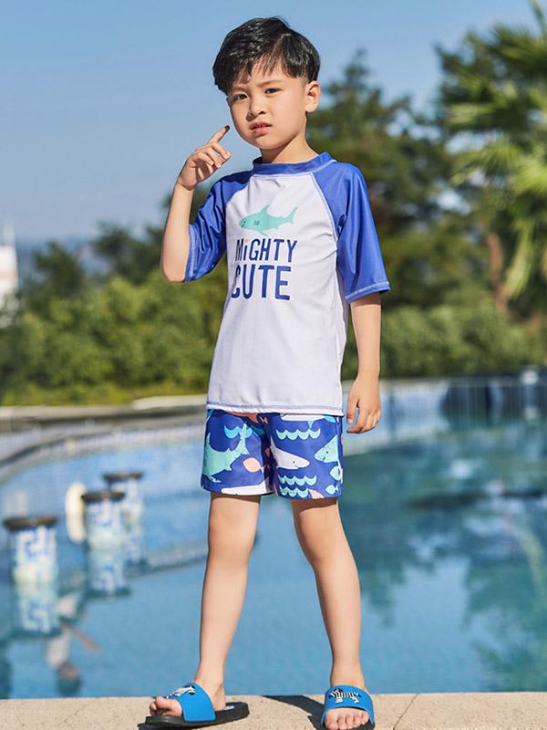 AONIHUA Two Pieces Short Sleeves Boy Swimwear