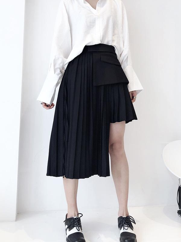 Cropped Designed Pleated Skirt