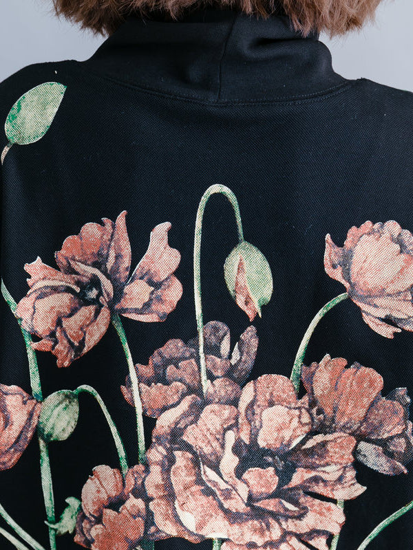 CASUAL FLORAL PRINTED HIGH-NECK SWEATSHIRT