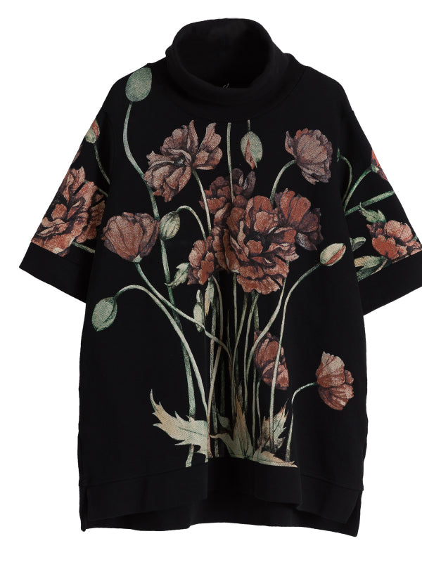 CASUAL FLORAL PRINTED HIGH-NECK SWEATSHIRT