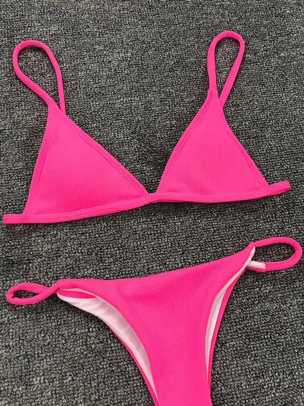 Plain Color Bikini Swimsuit