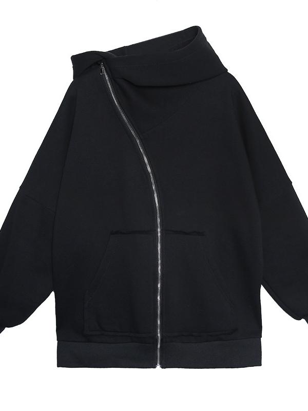 LOOSE BOYFRIEND STYLE ZIPPER HOODIE OUTWEARS