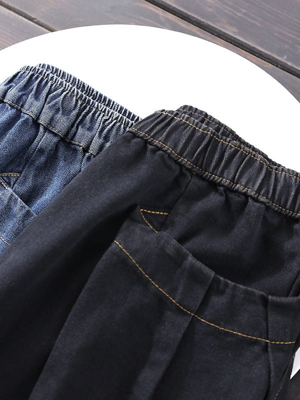 Loose Vintage Splicing Jean Wide-Leg Pants