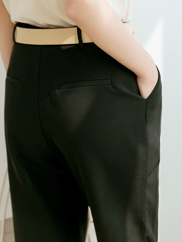 Solid Color Empire Straight Leg Pants