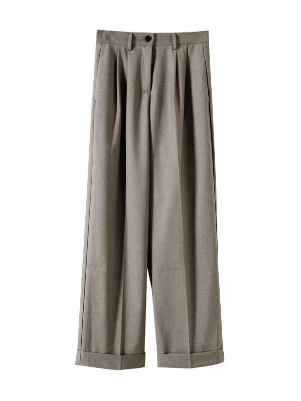 Solid Color Loose Straight Leg Pants