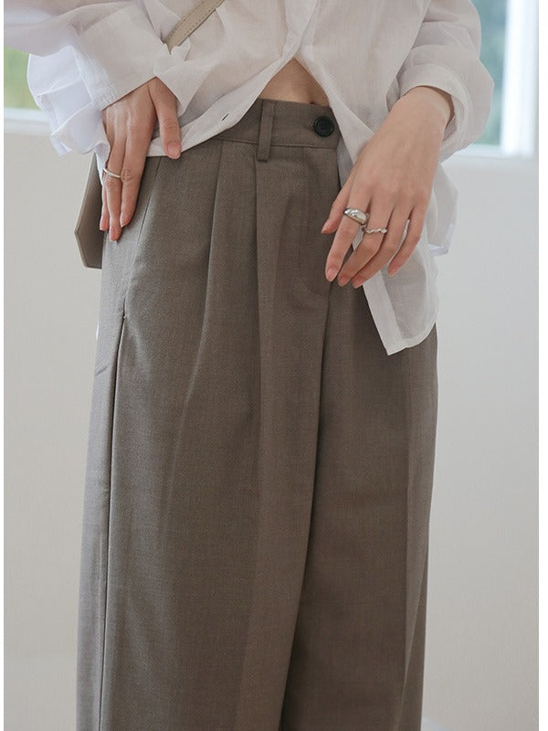 Solid Color Loose Straight Leg Pants