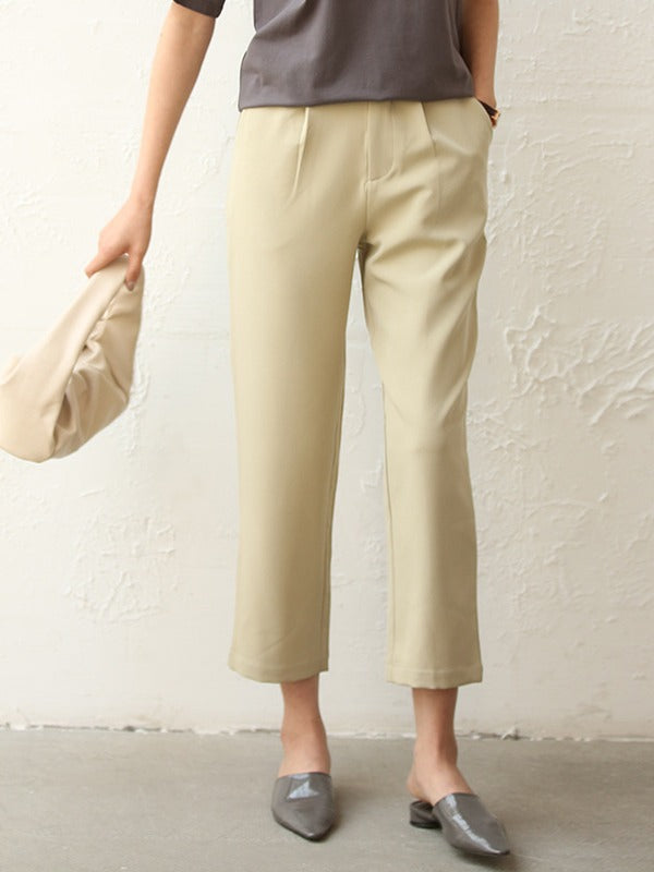 Solid Color Empire Straight Leg Pants