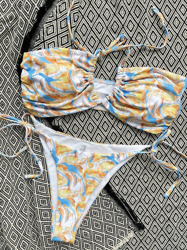 Halterneck Floral Printed Bikini Swimwear