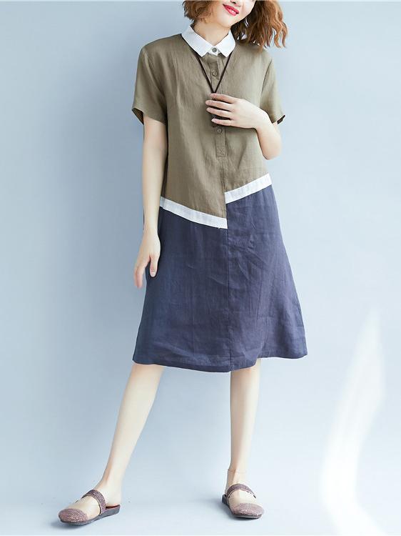 Loose Split-joint Shirt Dress