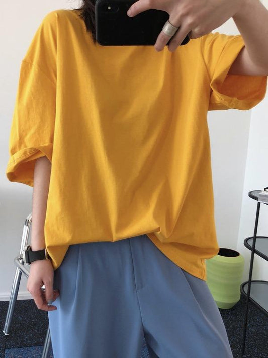 Loose Simple Solid Color T-Shirts