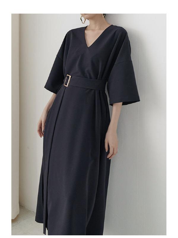 Loose A-Line Belt Thin Graceful Long Dress