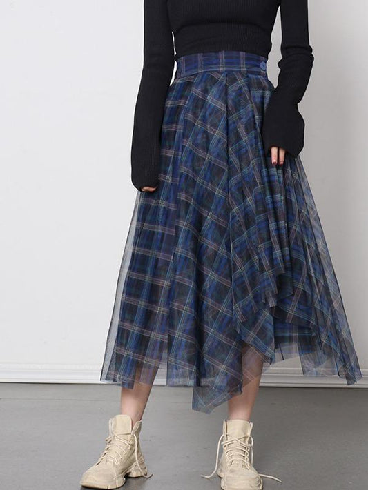 Fashionable Sexy Plaid Empire A-Line Gauze Skirt