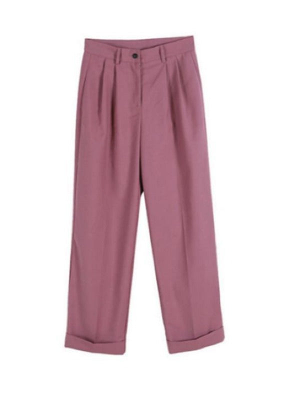 Solid Color Loose Straight Leg Pants