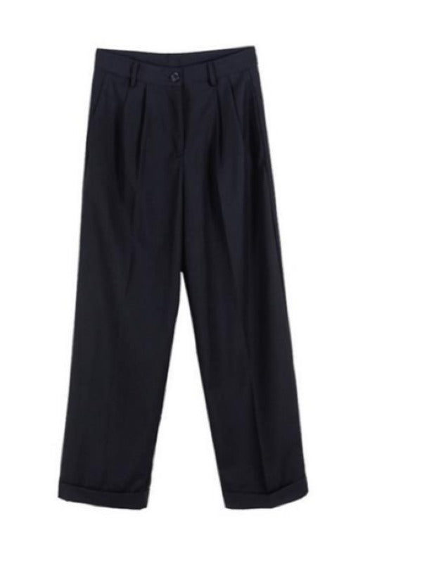 Solid Color Loose Straight Leg Pants