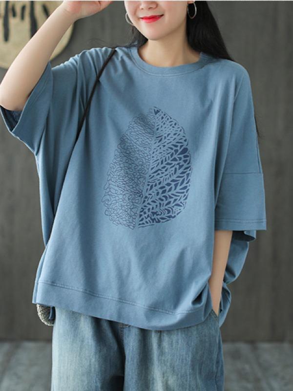 Casual Simple Leaf Printed T-Shirts