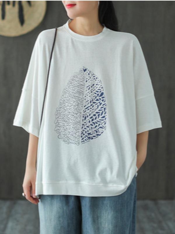 Casual Simple Leaf Printed T-Shirts