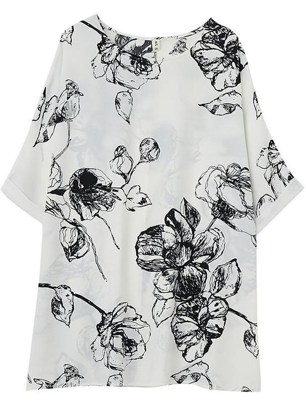 Plus Size Loose Print Chiffon T-Shirt