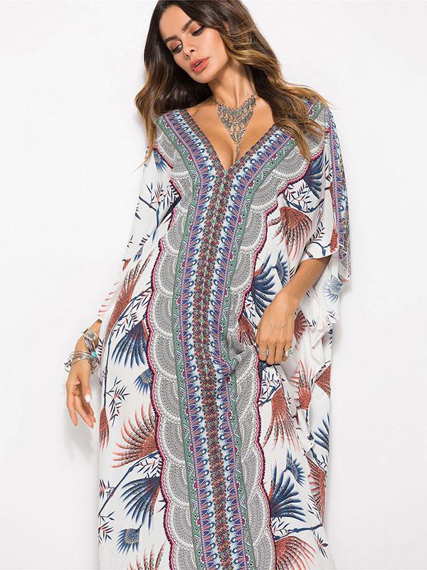 Loose Floral Printed Beach Kaftans