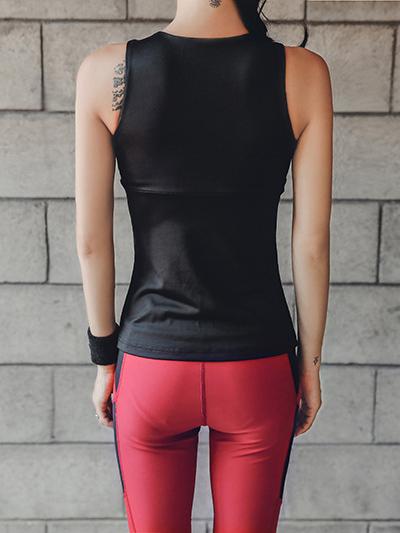 Solid Sleeveless Tanks And Patchwork Leggings Sports Suits