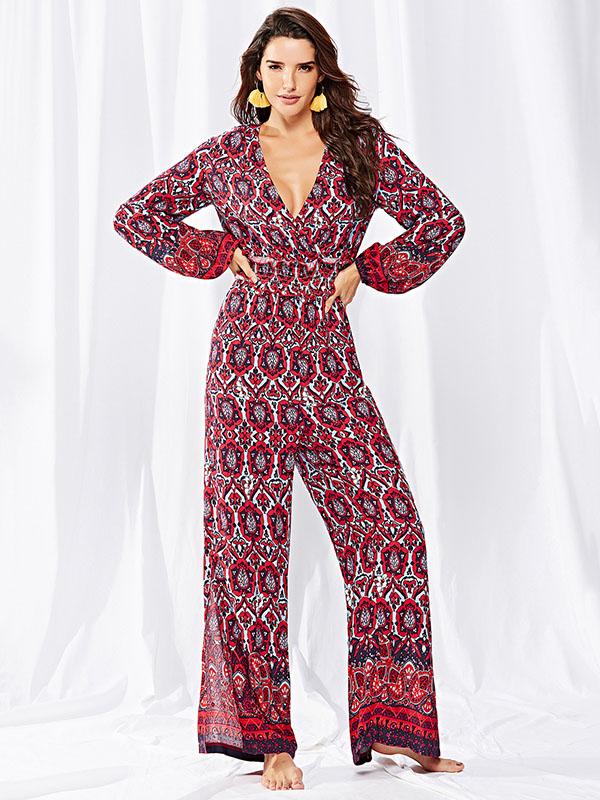 Long Sleeves Printed Jumpsuits