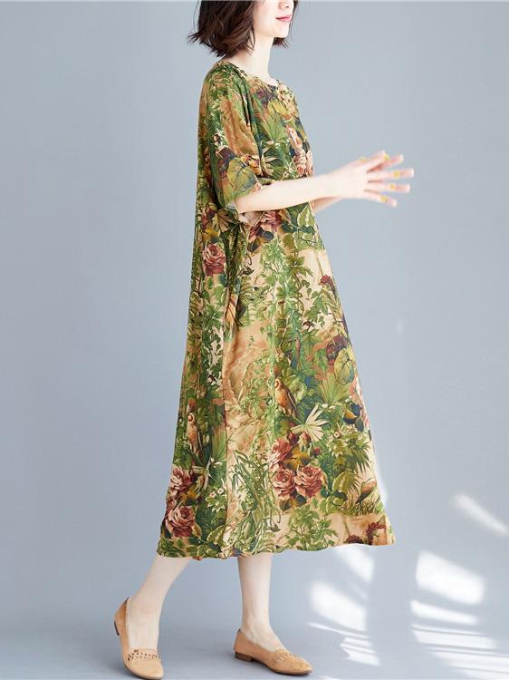 Oversize Short Sleeves Printed Dress