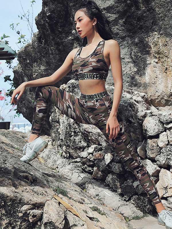 Camouflage Yoga Bra And Legging Suits