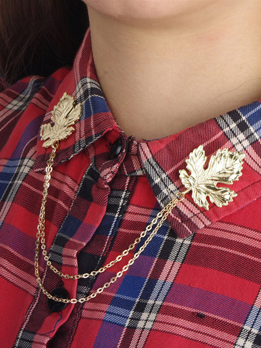 Retro Maple Leaf Collar Clip Chain Fashion Accessory