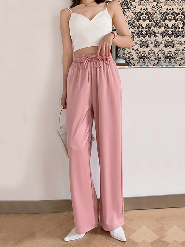 Casual 6 Colors Elasticity Drawstring Wide Legs Loose Pants