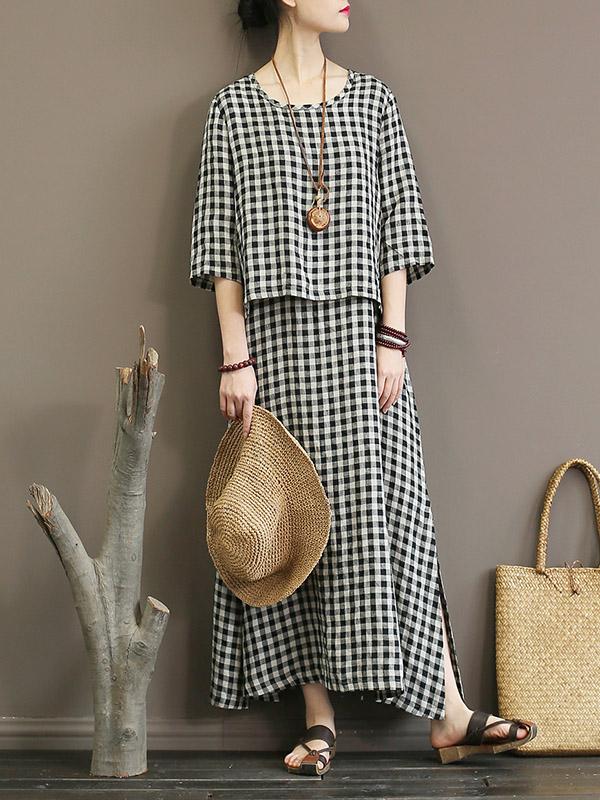 Vintage Original Plaid Maxi Dress