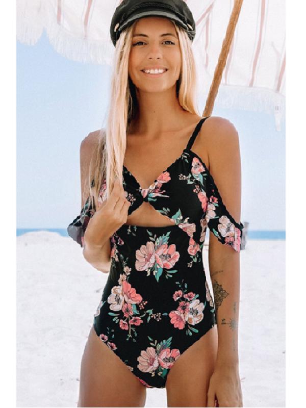 Sexy Spaghetti-Neck Printing One-Piece Swimwear