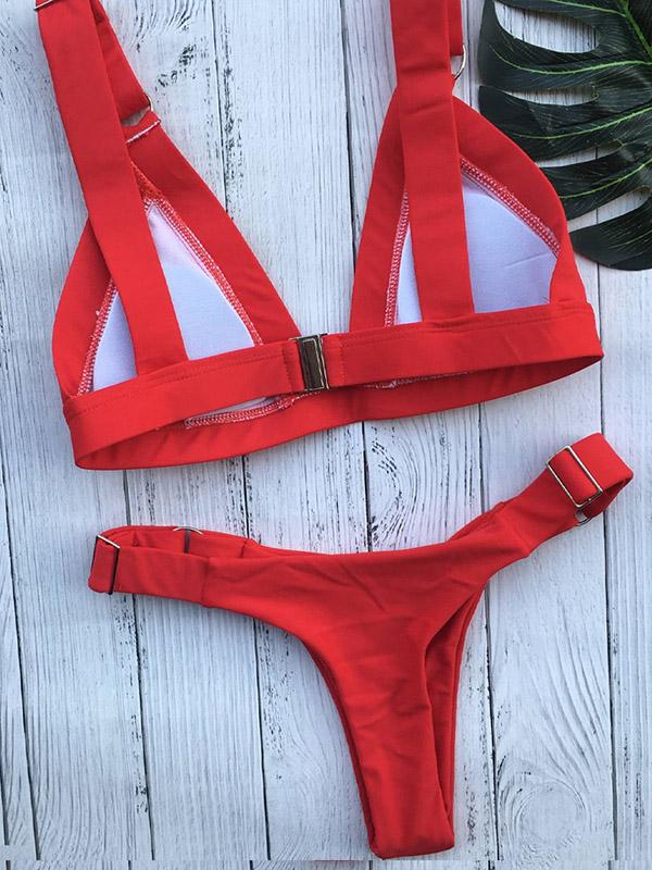 Adjustable Elastic Wide Straps Bikini Swimsuit