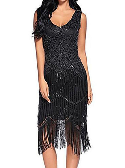 Black Fringed Evening Dress