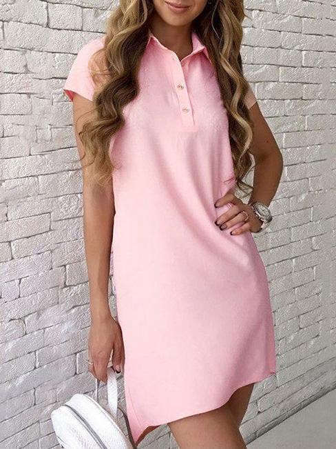 Stand Collar Short Sleeve Mini Dress