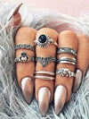 8pcs Vintage Carving Crown Loving Heart Rings Accessories