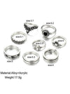 8pcs Vintage Carving Crown Loving Heart Rings Accessories