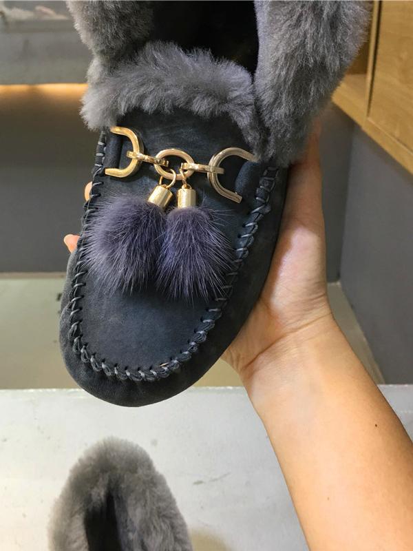 Female Winter Velvet Tassel Fur Ball Snow Boots Uggs