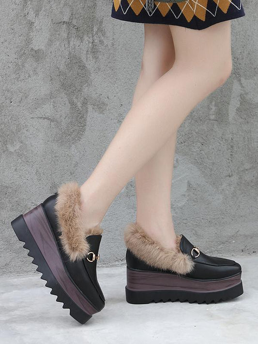 Artificial Fur High-Heeled Platform Korean Rabbit Shoes